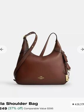 Coach Chestnut Brown Leather Shoulder Bag with Gold Hardware